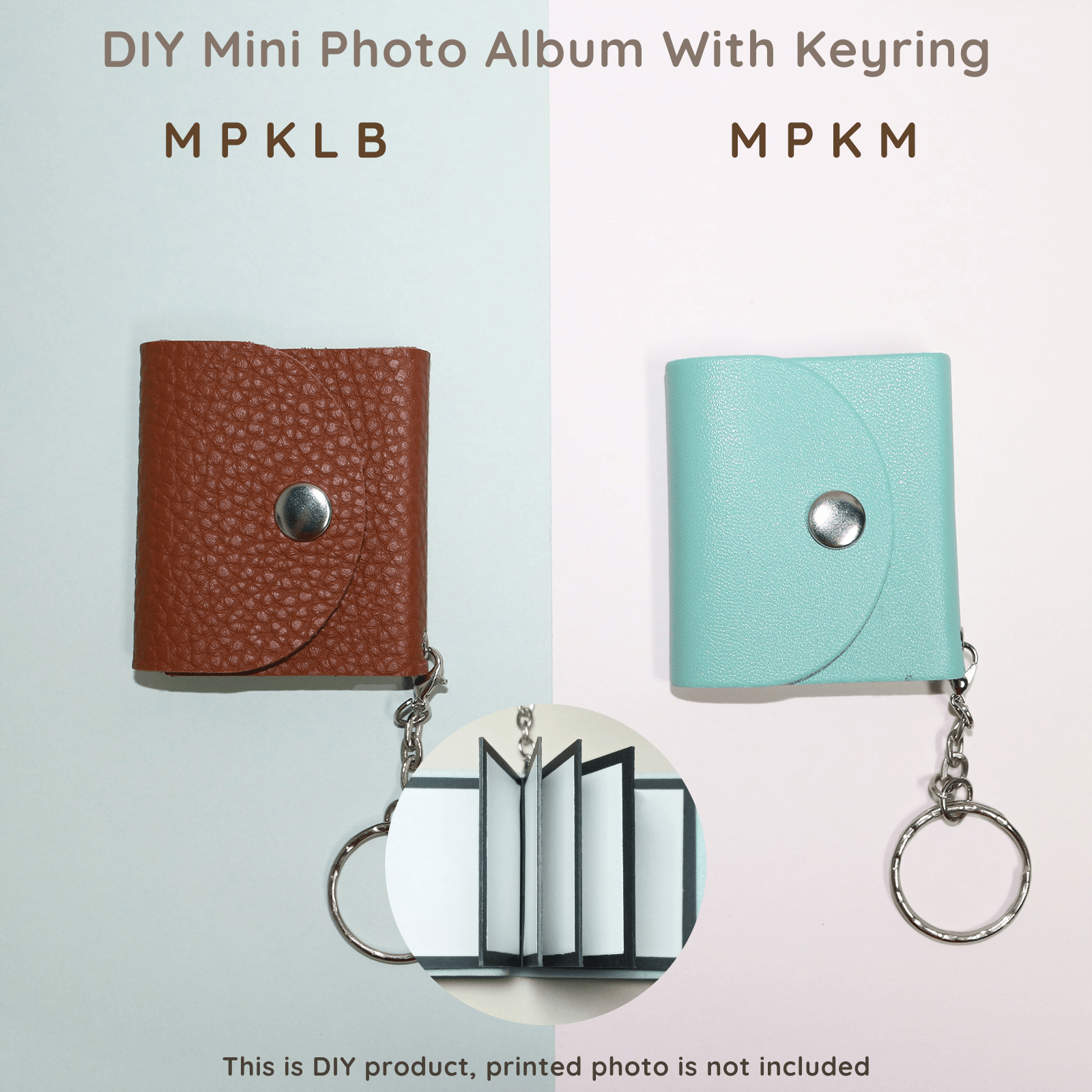 Mini Photo Keychain, DIY Small Custom Leather Memory Photo, Picture Keychains Personalized Album for Family, Boyfriend, Couples, Dog, Friends - uniqicon