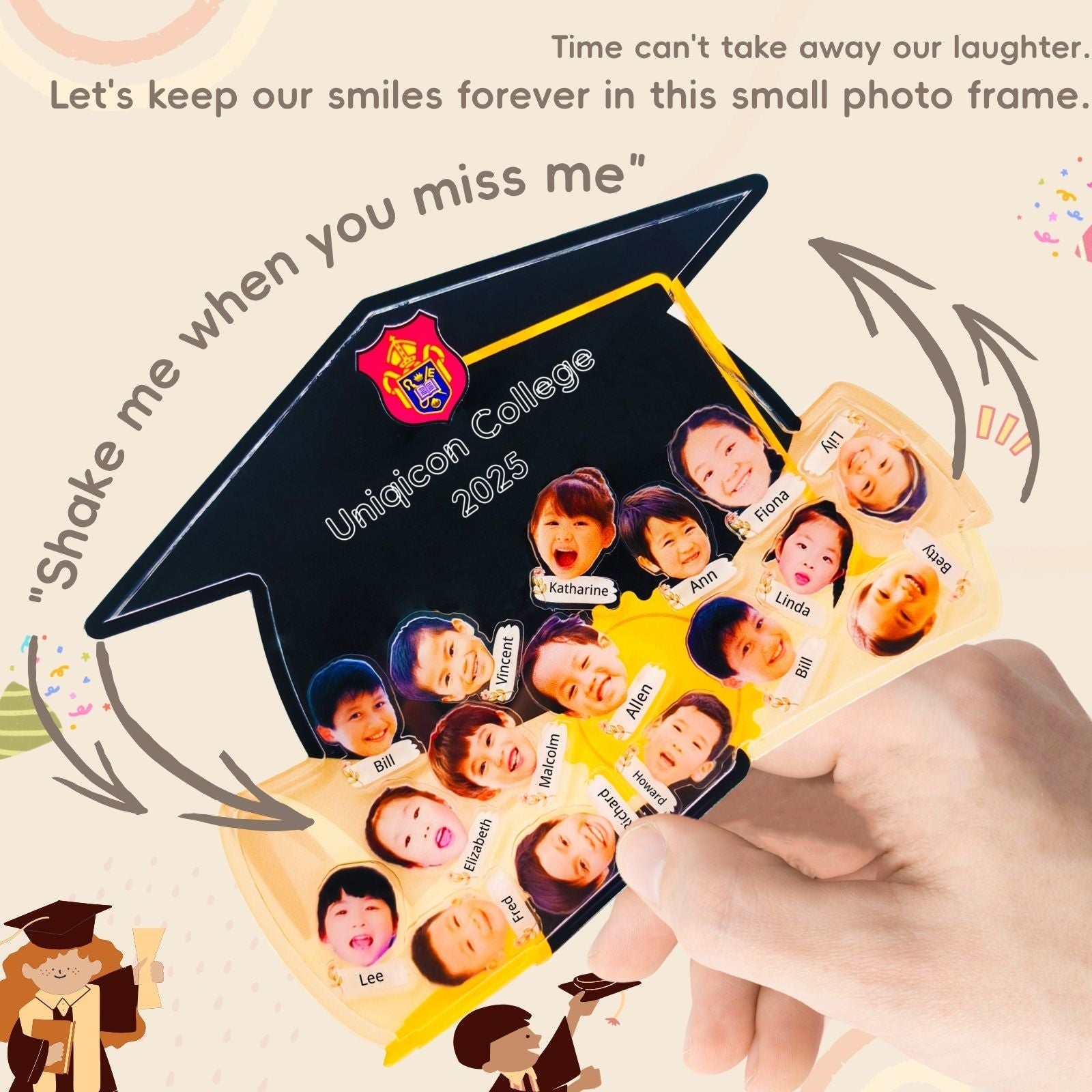 Personalised 4D Shaker Graduation Photo Frame Gift,Gifts From Nursery Primary School Leavers,Leaving College To Teachers For Her Him Daughter - uniqicon