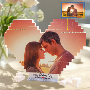 Personalised Photo Puzzle Building Brick Gift, Custom Picture Jigsaw Block, Customised DIY Valentine's Anniversary Birthday Funny Love Gifts for him couple her women dad Christmas fathers wedding day