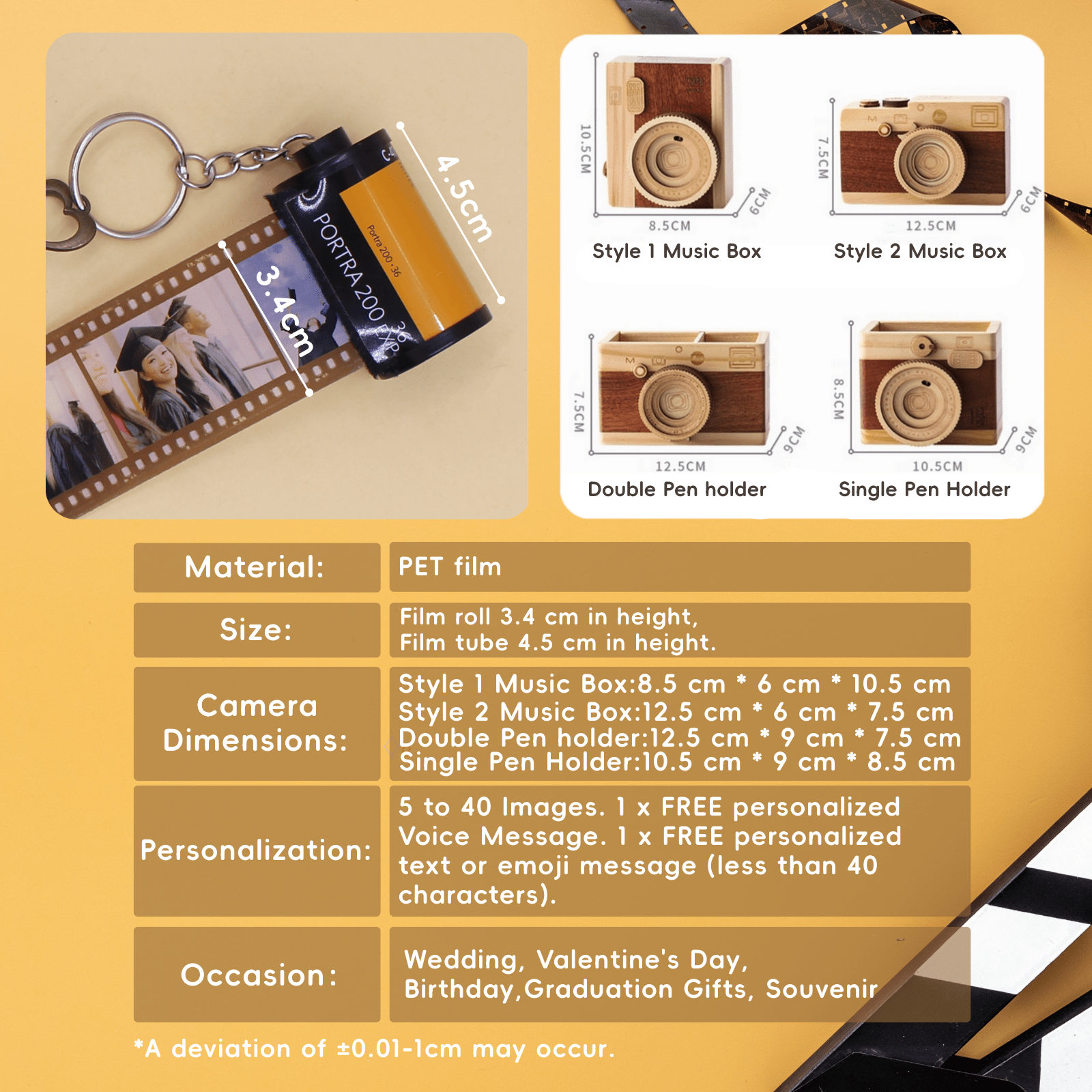 Personalized Customized Memory Retro Camera Film HD Photo Album Film Roll Keychain FG1 Voice Message Creative Birthday Valentine Christmas Graduation Friend Anniversary Gift Souvenir Customized Handmade - uniqicon