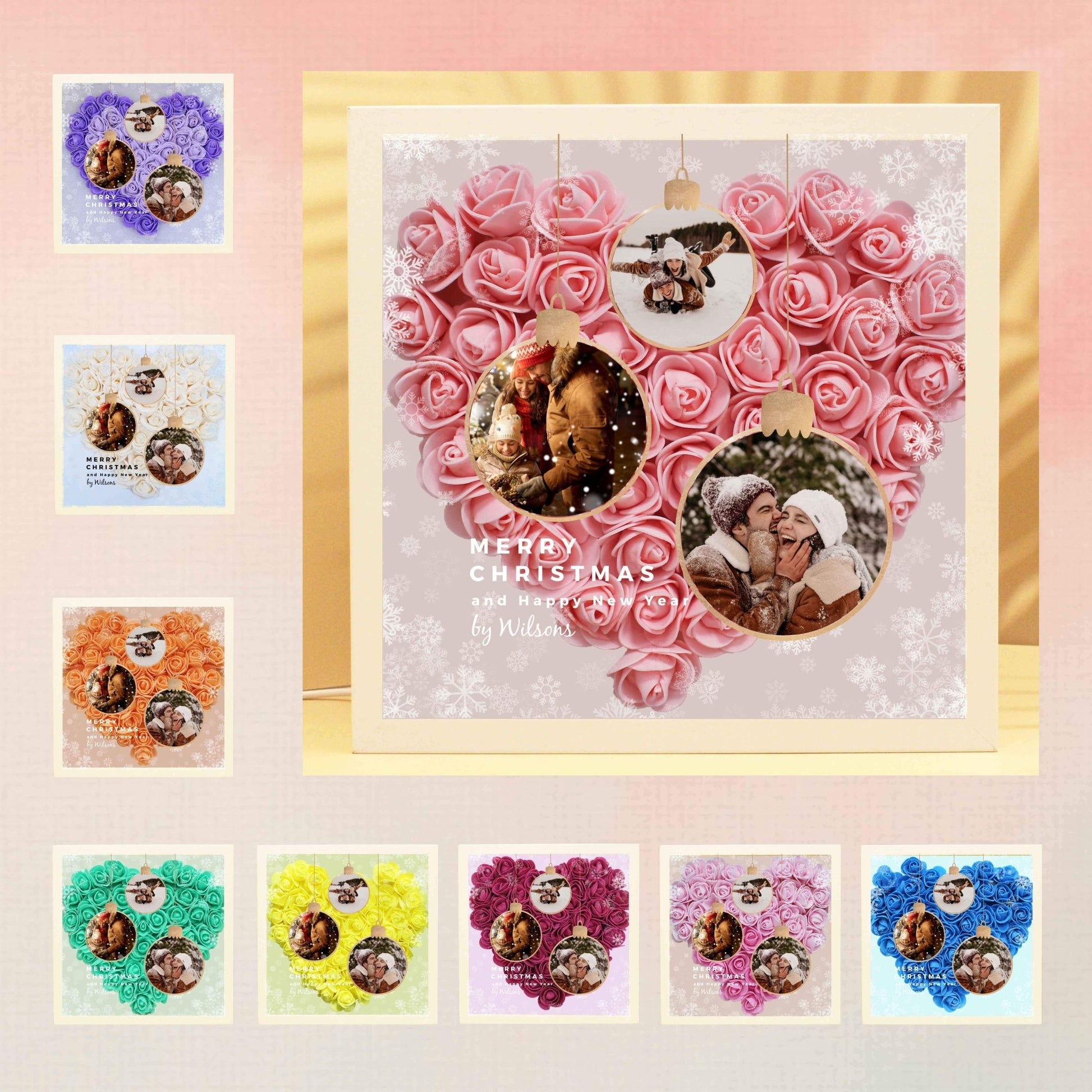 uniqicon Personalized Photo Rose Flower Shadow Box with Text, Custom Heart Shaped Name Frame Dried Flower Picture Frame, Christmas Gifts for Women Mom Girlfriend Mother Grandma Sister - uniqicon