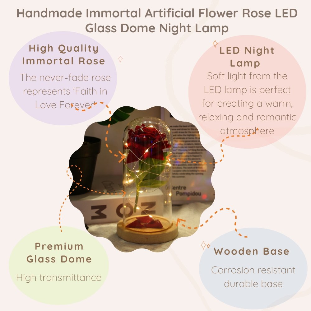 Anniversary & Valentine's Day Gifts For Mom Women, Personalized Rose Lamp, Mother's Day, Birthday Presents For Mom,Girlfriends & Wives Handmade Roses Flowers Galaxy Eternal Enchanted Rose Glass Dome With Message 1F - uniqicon