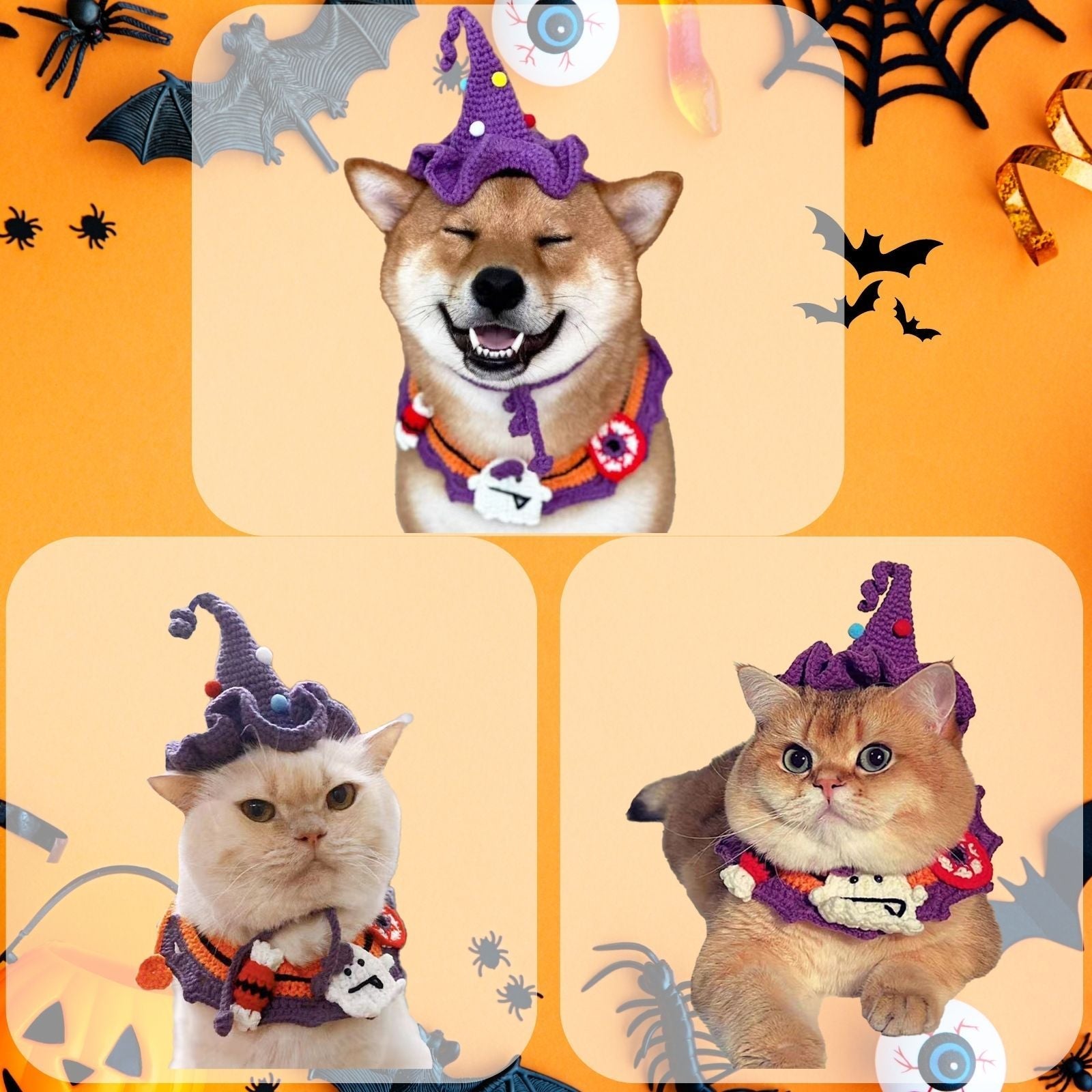 dog halloween costume, handmade collar costumes for dogs cat pet medium large small puppy kitten - uniqicon