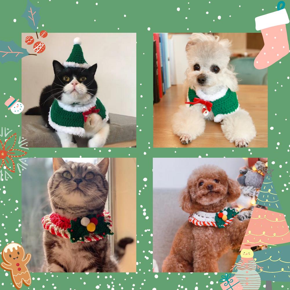 Funny Handmade Knitted Warm Dog Kitten Cat Pet Christmas Gifts Costumes, Knit Accessories Stuff, Xmas Cosplay Party Outfit Clothes With Santa Claus Cap Costume For Small Medium Dogs Cats Top Hat - uniqicon