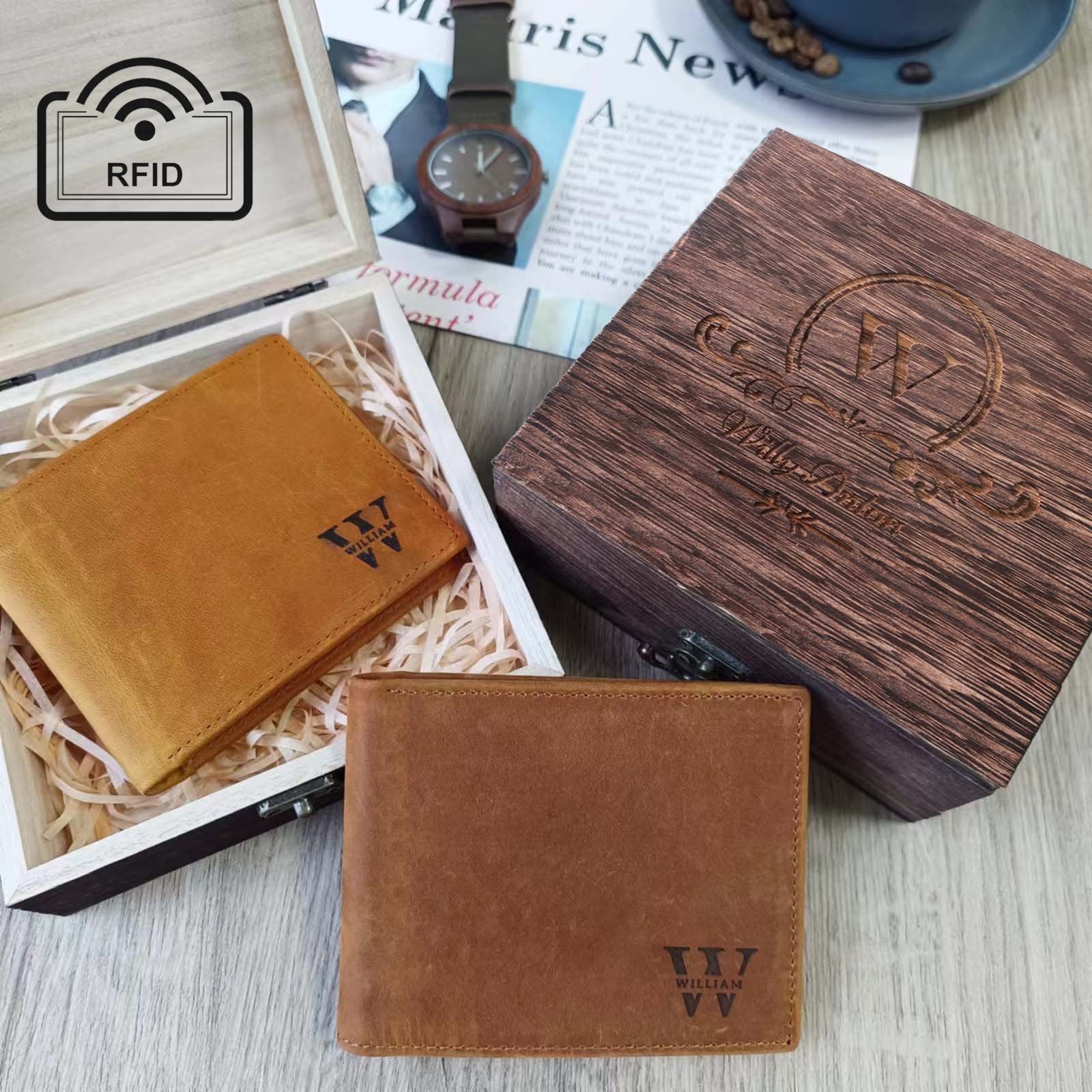 Personalised Leather Slim Credit Card Mens Wallets Custom Hombres Rfid Minimalist Men'S Carteras Para Billeteras De Front Pocket Wallet Gifts For Men Boyfriend - uniqicon