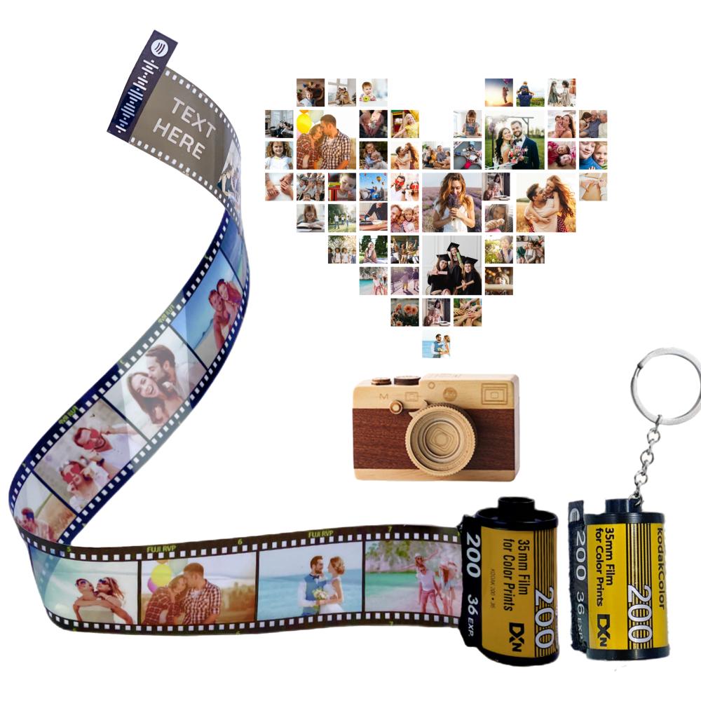 Personalized Customized Memory Retro Camera Film HD Photo Album Film Roll Keychain Spotify Voice Message Creative Birthday Valentine Christmas Graduation Friend Anniversary Gift Souvenir Customized Handmade - uniqicon