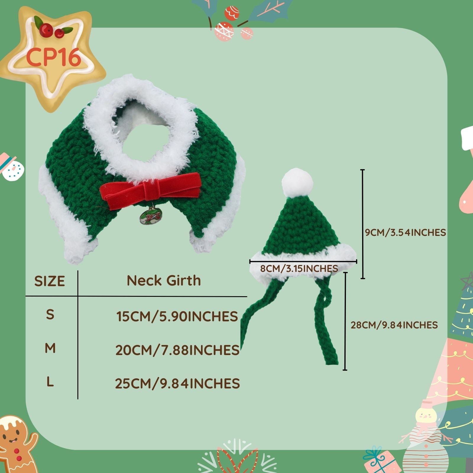 Uniqicon Santa Cat Hat Christmas Costume Dogs Hats Costumes Pets Scarf Outfit Xmas Suit Handmade Knitted Cosplay Pet Clothes Suitable for Large, Medium, and Small Breed - uniqicon