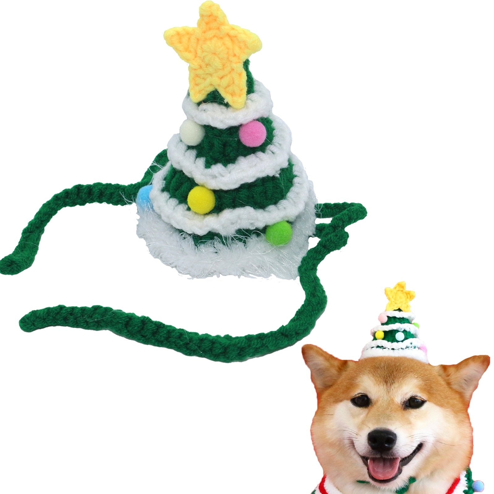 Uniqicon Santa Cat Hat Christmas Costume Dogs Hats Costumes Pets Scarf Outfit Xmas Suit Handmade Knitted Cosplay Pet Clothes Suitable for Large, Medium, and Small Breed - uniqicon